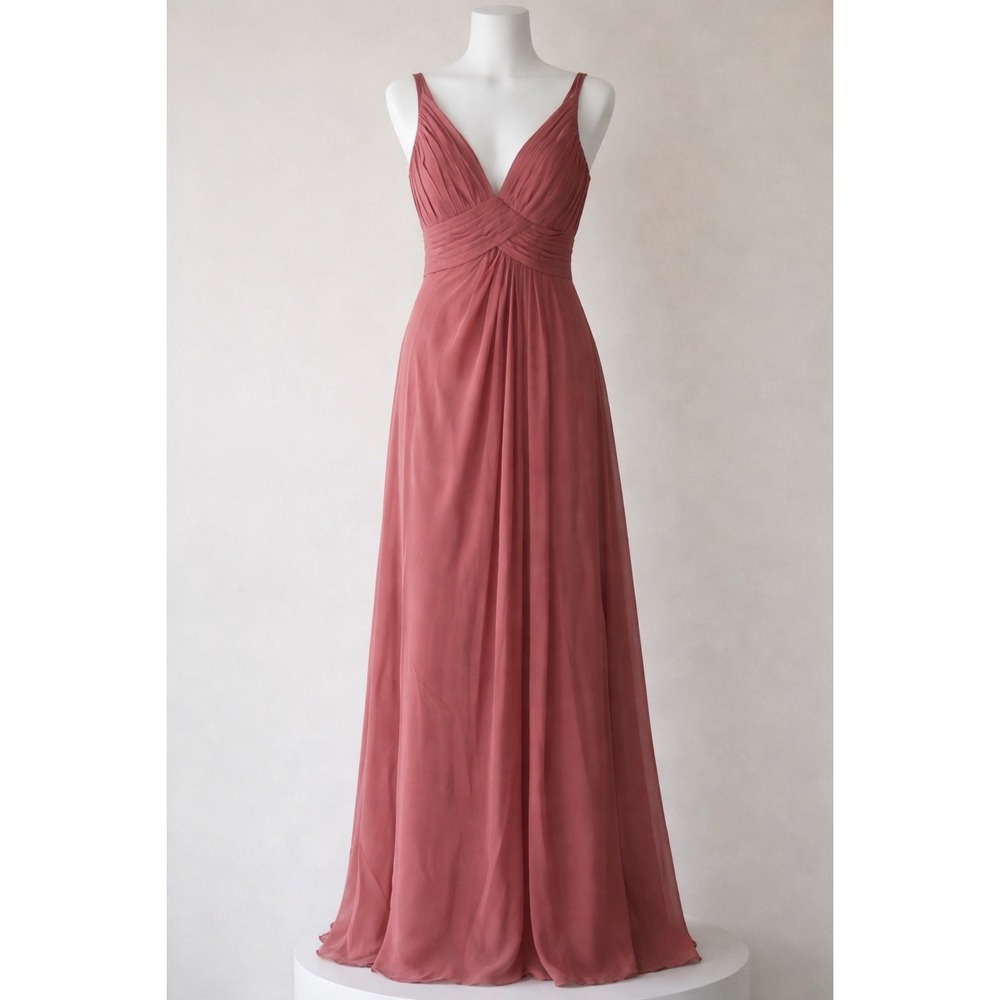 Azazie Blake Dress A6 Dusty Rose Chiffon Bridesmaid Gown Wedding Formal
